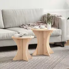  Dohányzóasztal 2 pcs Természetes Tömör fenyőfa bútor