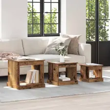  Dohányzóasztal 3 pcs Öreg fa Faanyag bútor