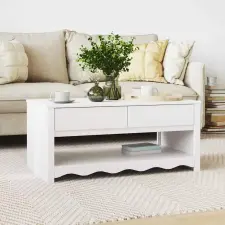  Dohányzóasztal Drammen Fehér 99 x 55 x 45 cm Tömör fenyőfa bútor