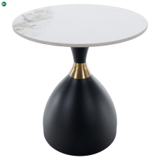  Dohányzóasztal, fehér márvány/fekete/arany, acél, ODIS bútor