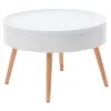  Dohányzóasztal, ModernHome FH-CT0210, fehér, átmérő: 60 cm, kör alakú, magasság: 40 cm, levehető tető, fenyőfa lábak