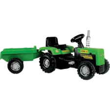 Dolu Pedálos gyerek Traktor utánfutóval 146cm #zöld-fekete lábbal hajtható járgány