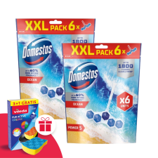 DOMESTOS Power5 WC frissítő blokk Ocean (12x50g) + Ajándék Vileda Szivacs tisztító- és takarítószer, higiénia