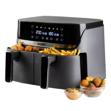 DOMO Dupla fritőz forró levegővel, , Air Fryer, 8 liter, fekete fritőz