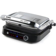 DOMO Genius Kontakt grill Elektromos Tapadásmentes bevonat, Kijelzővel Nemesacél, Fekete (DO9249G) grillsütő