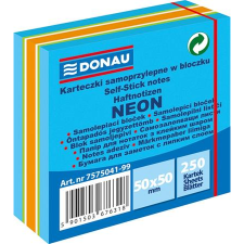 DONAU Neon 50x50mm öntapadó jegyzettömb - 6 színű (250 lap / tömb) (7575041-99) jegyzettömb