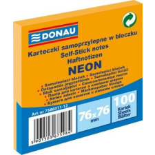 DONAU Öntapadó jegyzettömb, 76x76 mm, 100 lap, DONAU, neon narancssárga jegyzettömb