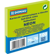 DONAU Öntapadó jegyzettömb, 76x76 mm, 100 lap, DONAU, neon zöld - D758606 (7586011-06) jegyzettömb