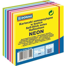 DONAU Öntapadó jegyzettömb, 76x76mm, 400 lap, DONAU, neon és pasztell színek (D75740) jegyzettömb