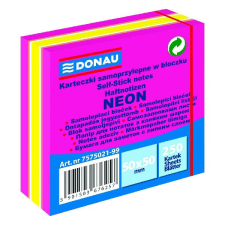 DONAU Öntapadó jegyzettömb DONAU 50x50 mm 250 lap vegyes neon színek rózsaszín post-it
