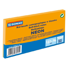 DONAU Öntapadó jegyzettömb DONAU 76x127 mm 100 lap neon narancssárga post-it