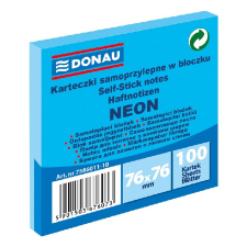 DONAU Öntapadó jegyzettömb DONAU 76x76 mm 100 lap neon kék post-it