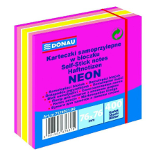 DONAU Öntapadó jegyzettömb DONAU 76x76 mm 400 lap vegyes neon színek rózsaszín post-it