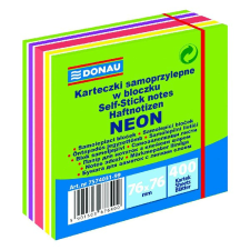 DONAU Öntapadó jegyzettömb DONAU 76x76 mm 400 lap vegyes neon színek zöld post-it