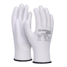 DONAU Szerelőkesztyű, PU, DONAU Safety , 10/XL méret, fehér védőkesztyű