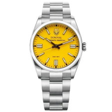  Donoval automata karóra, 41 mm, sárga számlap, zafírüveg, acél szíj karóra