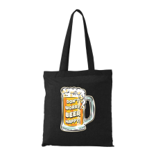 Dont worry, beer happy - Bevásárló táska fekete ajándéktárgy