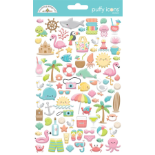 Doodlebug Design Pufi matrica - Seaside Summer - Puffy Icons Stickers (1 db) matrica