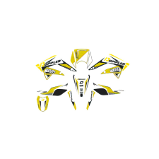Doppler grafikai szett fehér / fekete / sárga Derbi Senda 2011 utáni modellekhez egyéb motorkerékpár alkatrész