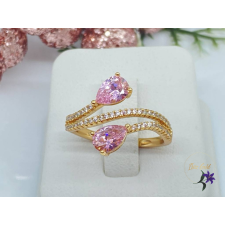  Dorka antiallergén kígyószerű gyűrű rózsaszín kövekkel 18K gyűrű
