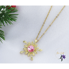  Doroti antiallergén rózsaszín kristályköves virág nyaklánc -14K nyaklánc