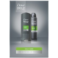 DOVE ajándékcsomag Men Extra Fresh tusfürdő 250ml+deo spray 150ml kozmetikai ajándékcsomag