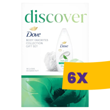 DOVE Discover Ajándékcsomag fürdőpamaccsal - Tusfürdő + Dezodor (Karton - 6 csomag) kozmetikai ajándékcsomag