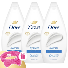 DOVE Hydrate Krémtusfürdő 3x450ml + Ajándék Hajpánt kozmetikai ajándékcsomag