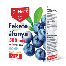 DR Herz Fekete Áfonya 500 mg + Szerves Cink 60 db kapszula doboz vitamin és táplálékkiegészítő