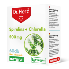 DR Herz Spirulina + Chlorella 60 db kapszula doboz vitamin és táplálékkiegészítő