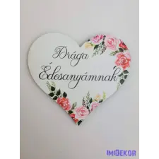  Drága édesanyámnak virágos tábla 7x7,7cm - szív dekorációs kellék