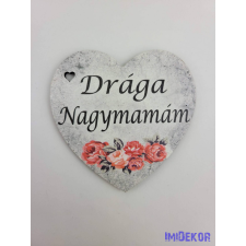  Drága nagymamám márvány virágos tábla 7x7,5 cm - szív dekorációs kellék