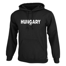  Dressa Hungary feliratos nagyméretű kenguruzsebes pamut kapucnis pulóver - fekete