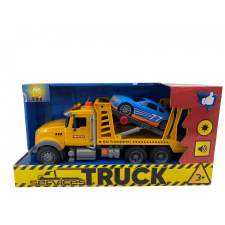 Dromader Truck Autószállító teherautó - Sárga autópálya és játékautó