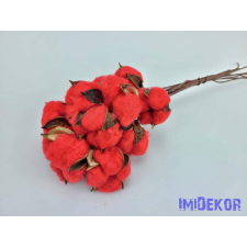  Drótos szárú gyapot 10db 5-6 cm fej - Piros dekorációs kellék