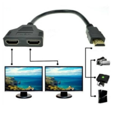 Dual DUAL HDMI kábel HDMI elosztó - Ugyanaz a kép több kijelzőn hosszabbító, elosztó