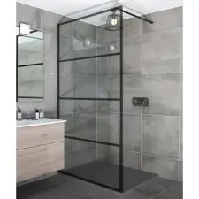  Dublin Walk-in .||. Black zuhanyfal 80, 200cm, 6mm, NANO kád, zuhanykabin