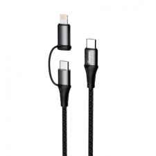 DUDAO L20 kábel USB-C / USB-C PD 60W + Lightning 18W QC 3.0 1m, szürke kábel és adapter