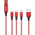 DUDAO USB kábel Dudao TGL2 3 az 1-ben USB-C / Lightning / USB 2.4A, 1.2m (piros)