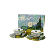 Duo Gift D.G.35926 Porceláncsésze+alj, 110ml, 2 személyes, dobozban, Van Gogh: Búzaföld Ciprusokkal bögrék, csészék