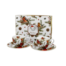Duo Gift Porceláncsésze+alj, 90ml, 2 személyes, dobozban, Christmas Birds konyhai eszköz