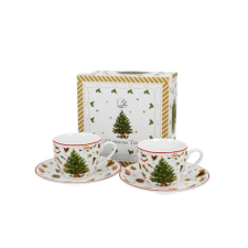 Duo Gift Porceláncsésze+alj, 90ml, 2 személyes, dobozban, Christmas Tree konyhai eszköz