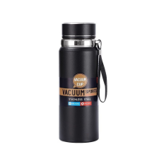 Dupla falú termosz karpánttal, rozsdamentes acél, LED kijelző, 800ml, fekete termosz