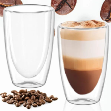 Duplafalú hőszigetelt üvegpohár, 450 ml, áttetsző, 1 db konyhai eszköz