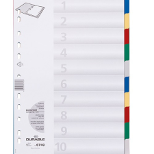 DURABLE Elválasztólap PP Durable A/4 10 részes színes regiszter és tartozékai