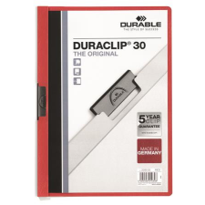 DURABLE Gyorsfűző, klipes, A4, DURABLE "DURACLIP® 30", piros lefűző
