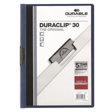 DURABLE Gyorsfűző, klipes, A4, DURABLE &quot;DURACLIP® 30&quot;, sötétkék lefűző
