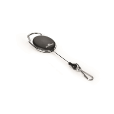 DURABLE Névjegykártyatartó kihúzható karabineres, Durable with Snap Hook fekete névkitűző