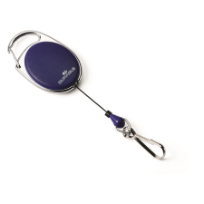 DURABLE Névjegykártyatartó kihúzható karabineres, Durable with Snap Hook sötétkék névkitűző