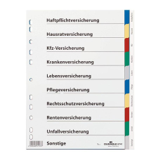 DURABLE Regiszter DURABLE műanyag A/4 10 színes + index fülek regiszter és tartozékai